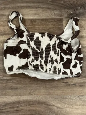 Lone Star Cow Print Corset Crop Tank Top Women’s Large thumbnail 2