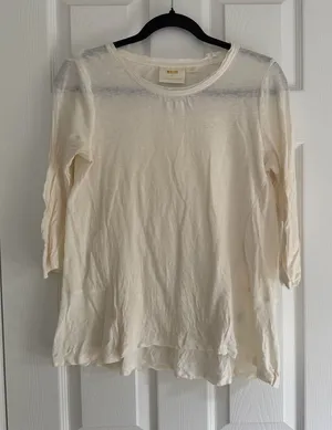 Anthropologie Maeve Lightweight Ivory 3/4 Sleeve Shirt Size Extra Small thumbnail 1