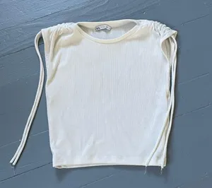 ZARA White Ruched Top thumbnail 1