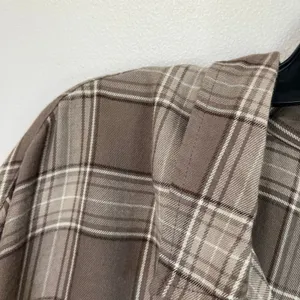 GAP Brown Plaid Cropped Flannel Button Down Shirt XXL Soft Casual‎ Fall thumbnail 6