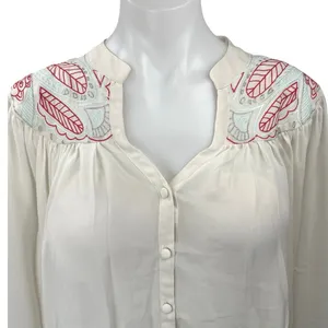 Butterfly by Matthew Williamson White Embroidered Button Up Shirt Top Size 16 thumbnail 3