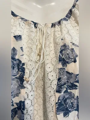 Free people White Floral Lace-Panel Women's Blouse thumbnail 4