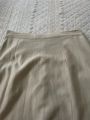 Time and Tru Linen Blend Beige Midi Skirt with Front Slit thumbnail 10