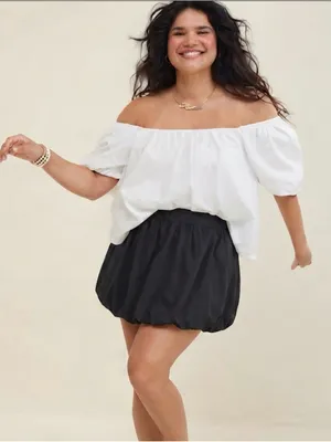 Aerie black bubble skirt plus size 2X XXL cotton ribbed summer casual preppychic thumbnail 1