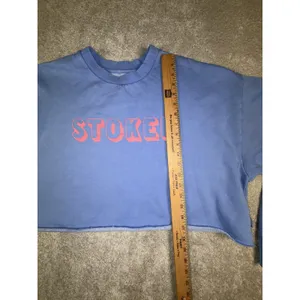 Billabong Cropped Stocked Sweatshirt Blue Pink Medium Relaxed Fit thumbnail 8