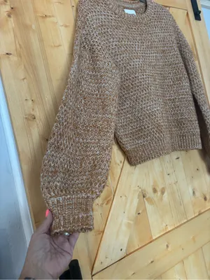 Abercrombie & Fitch Chunky Knit‎ Crewneck Sweater Brown White Size S Oversized thumbnail 2