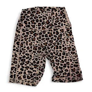 Leopard Print Biker Shorts Tan Small High Waisted‎ Athleisure Gym thumbnail 1