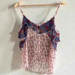 Free People All Things Sheer floral camisole tiered tank top In size L thumbnail 13