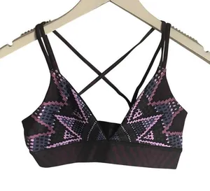 Mara Hoffman Black Purple Triangle Bikini Sports Bra Yoga Tribal Aztec size S thumbnail 1