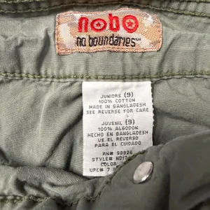 No Boundaries Y2K Sage Green Cargo Micro Mini Skirt sz 9 Low Rise Utility Cotton thumbnail 2