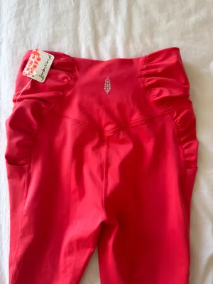 NWT Free People Movement Hot Pink High Rise Ruffle Pocket Leggings | Size S thumbnail 5