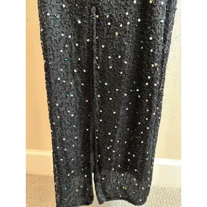 NWT Vintage Stenay Beaded Maxi Dress 14 Black Silver Sequin Silk Evening Gown thumbnail 3
