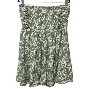 Abercrombie Fitch Emerson Mini Dress Women Sz L Green Floral Smocked Strapless thumbnail 3