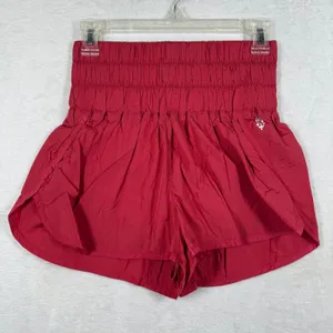 FP Movement The Way Home Shorts Red High Rise Smocked‎ Athletic Running Small thumbnail 1