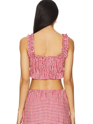 WeWoreWhat Red Gingham Ruffled Crop Top-Women thumbnail 3