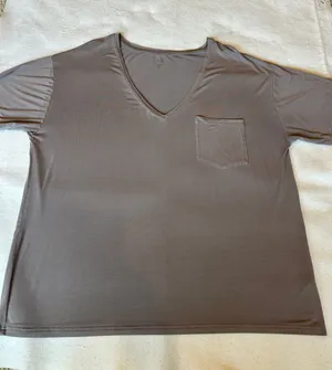 Kyte Baby Women’s Short Sleeve Bamboo V-Neck Pocket T-Shirt - Gray/Plum XXL thumbnail 1