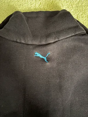 Puma Navy Zip-Up Bomber Jacket with Teal Logo thumbnail 4