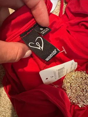 NWT Windsor sexy red bodycon cut out maxi dress with gold accent size small! thumbnail 3