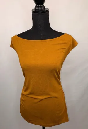 Ann Taylor Brown Short Sleeve Boatneck Top thumbnail 1