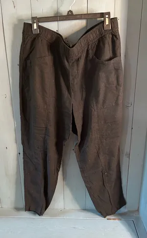 Old Navy Women's Black Cropped Elastic Waist Summer Linen Tapered Pants | Sz XL thumbnail 1