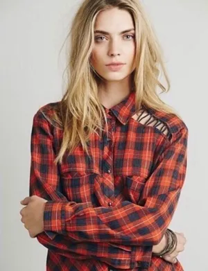 ✨Free People Gauze Plaid Flannel Sz XS T-Shirt✨ thumbnail 1