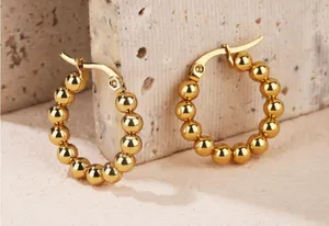 Gold Bead Hoop Earrings thumbnail 2