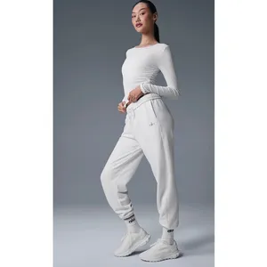Alo Yoga Gather Long Sleeve White Ribbed Ruched Crop Top XS thumbnail 4