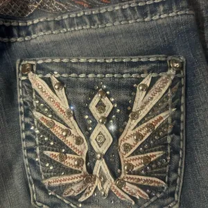 Los Angeles Apparel Embellished Blue Denim‎ Jeans thumbnail 6