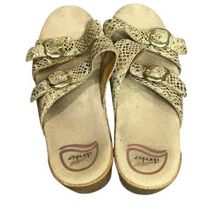 Dansko‎ Sophie Wedge Sandals 11-11.5 Beige Snakeskin Leather Slip On Clogs Shoes thumbnail 7