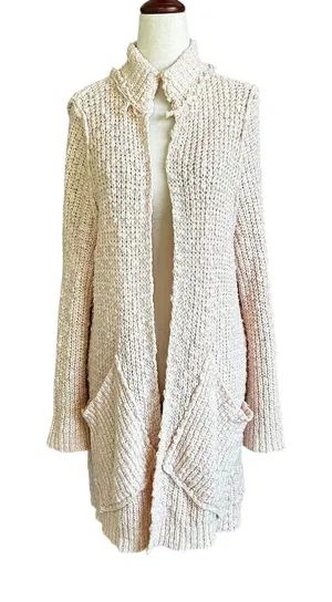 Free People Peach Knit Long Cardigan Pockets Sweater Women's Size XS | 45-31-3 thumbnail 1