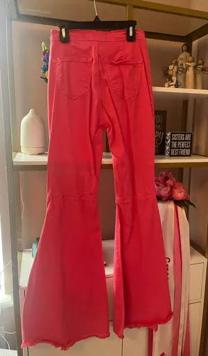 Vibrant Pink Flare Jeans thumbnail 2