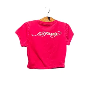 Ed Hardy Red Graphic Tee with Skull Design thumbnail 2