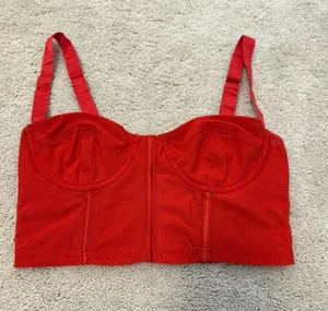 Red Teagen Mesh Corset Top - Edikted (XS) thumbnail 1