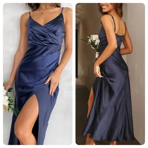 NWTBilly J Elsa Midi Dress Navy Satin Bridesmaids Formal Size AU 10 / US 6 thumbnail 4