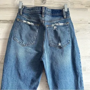 Abercrombie & Fitch Mom High Rise Jeans Denim Medium Wash Distressed Curve 25/0R thumbnail 6