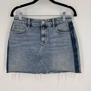 Pacsun denim blue deconstructed mini skirt size 26”‎ Size 2 festival concert thumbnail 3