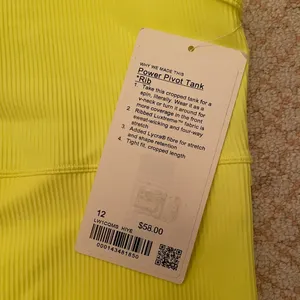 Lululemon Athletica NWT Power Pivot Ribbed Tank in Highlight Yellow women’s 12 thumbnail 8