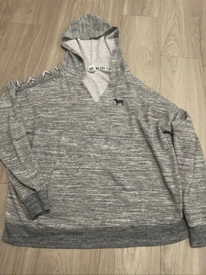 PINK Victoria's Secret Gray Marled Pullover Hoodie thumbnail 1