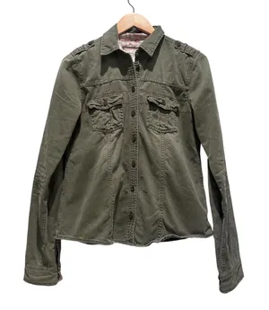 Vintage Abercrombie & Fitch Army Green Button Up Collared Shirt Medium‎ Cotton thumbnail 1