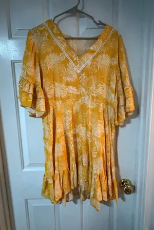 Yellow and White Short Dress thumbnail 1