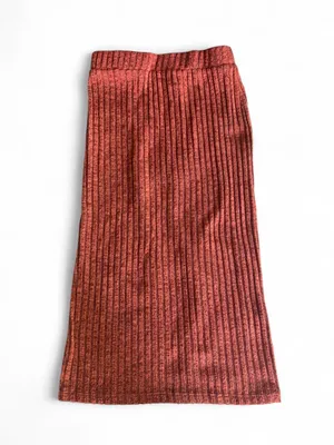 NWOT SHEIN Rust Ribbed Two Piece Crop Top Midi Skirt Set Small thumbnail 3