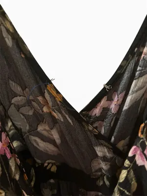 American Eagle Black Floral V-Neck Spaghetti Strap Jumpsuit thumbnail 6