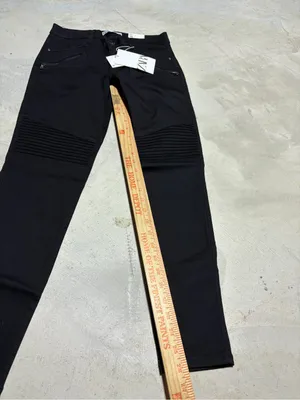 Zara NWT Black Ribbed Knee Moto mid rise Skinny Jeans 6 thumbnail 5