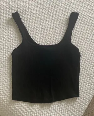 Destined crop black ribbed tank thumbnail 1