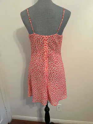 Runaway Clothes Mini Pink Dress with Red Polka Dots. Size Small thumbnail 4