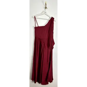 MAC DUGGAL One-Shouder Bow Satin Midi A-Line Dress in Deep Red Size US 8 thumbnail 6