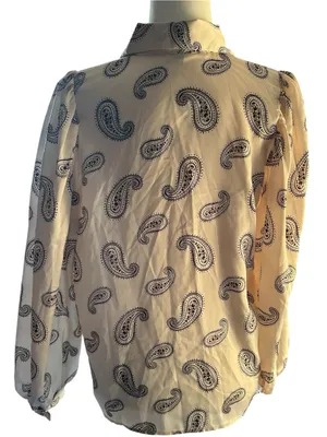 Ann Taylor Cream Paisley Button-Down Blouse Top M thumbnail 4
