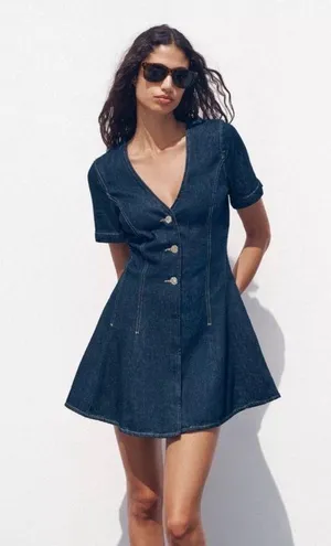 Zara dark blue mini dress thumbnail 1