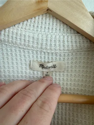 Madewell Waffle Knit Shirt Jacket Antique Cream Shacket Women's Medium NI105 thumbnail 12