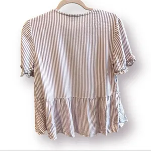 Madewell Studio Ruffle-Hem Top Lavender Stripe - Size Small thumbnail 5